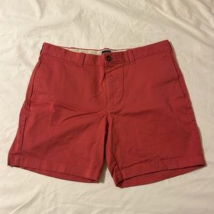JCrew 7” Reade Flex Khaki Shorts, DUSTY RED, Size 34